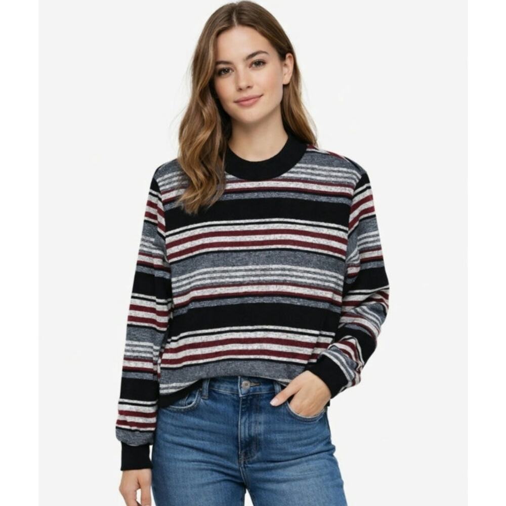 Alfred Dunner Sweater Women’s Size M Striped Mock Neck Vintage Retro Casual